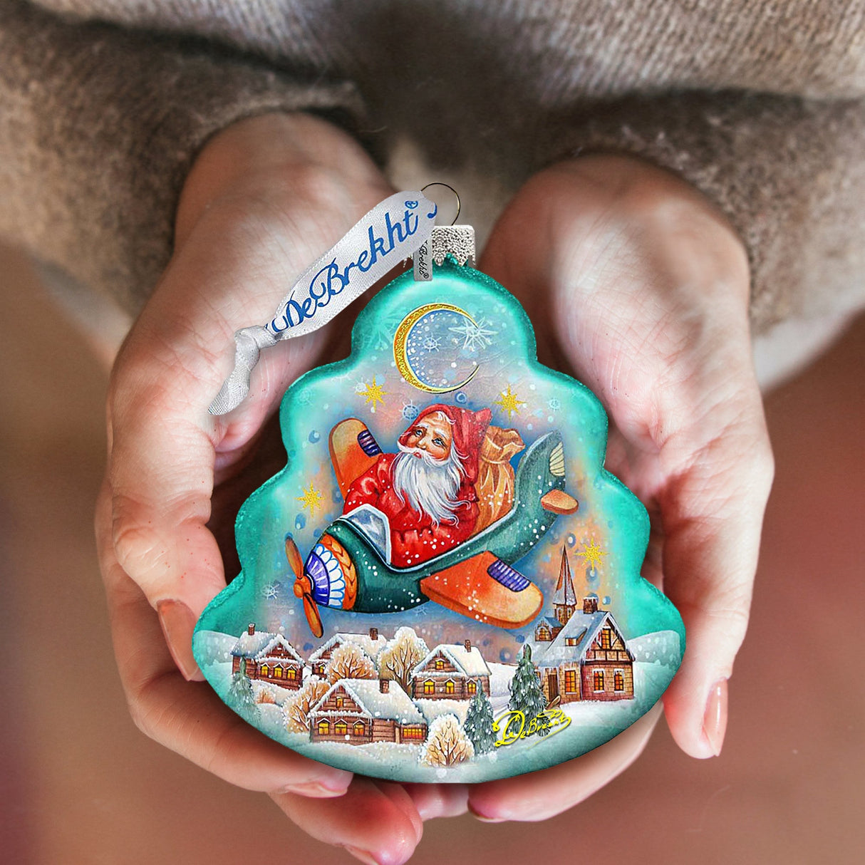 Christmas Aviator Glass Ornament by G. DeBrekht - Christmas Santa Snowman Decor - 762-017