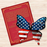 USA Patriotic Butterfly Wooden Ornaments - American Christmas Decor - 8187127