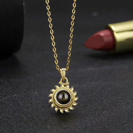 Female Sunflower Photo Projection 925 Pure Silver Necklace - Lootquake