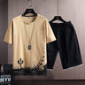 New Cotton Men's Casual Sports Loose Shorts Round Neck T-shirt Suit - Lootquake