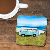 Van Coastal Wooden Cork Coasters Gift Set of 4 by Nature Wonders - Coastal Sea-Life Decor - 95269C-S4