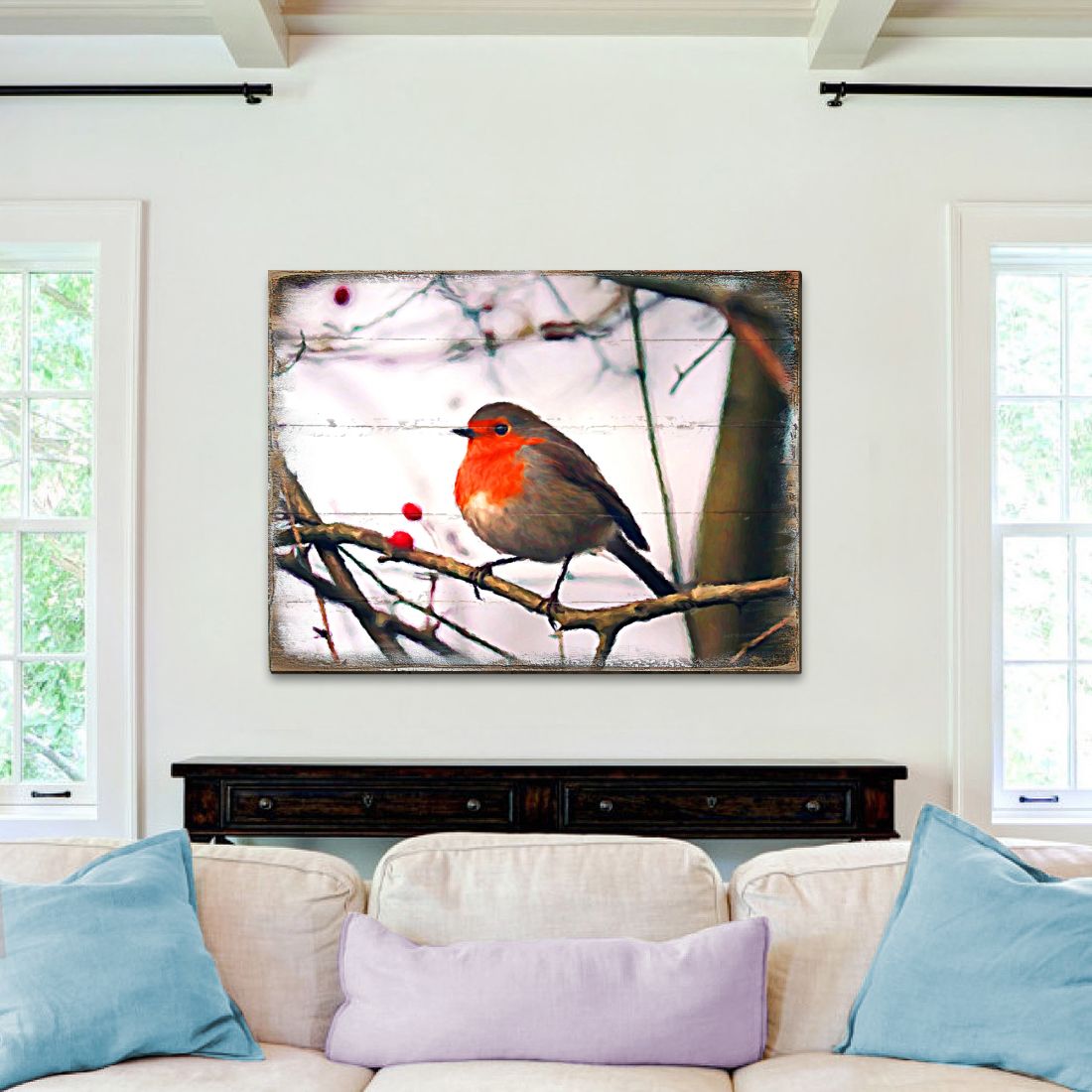 Arte de pared costero de madera con pájaro Amena de Nature Wonders - Decoración costera con vida marina - 95286B