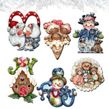 Merry Christmas  Decorative Wooden Clip-on Ornaments Set of 6 by Jamie Mills-Price - Christmas Decor - 8090136C-S6
