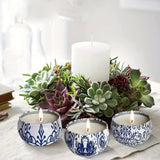 16pcs Blue And White Porcelain Scented Candle Smokeless, No Drip, Elegant Romantic Candle, Suitable For Family, Swimming Pool, Sabbath, Wedding, Church, Also Very Suitable For Halloween, Thanksgiving, Valentine'S Day And So O