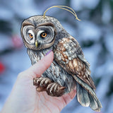 Adornos de madera de búho halcón norteño de Alaska de G.Debrekht - Decoración navideña con temática de vida silvestre - 8710004-1