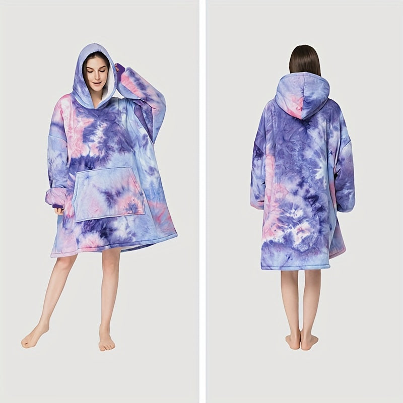 1pc Wearable Blanket Hoodie, Oversized Sherpa Hooded As Birthday Gifts For Mom Women Girlfriend Men, Cozy Sweatshirt With Giant Pocket