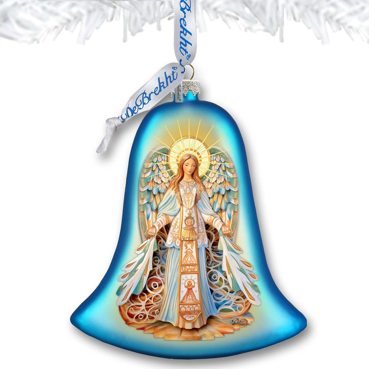 Adorno de campana de cristal con ángel de G. Debrekht - Decoración navideña - 752-041
