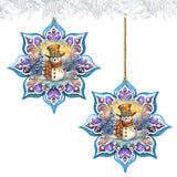 Adornos de madera con copos de nieve morados de G. Debrekht - Decoración navideña de Papá Noel - 8688426