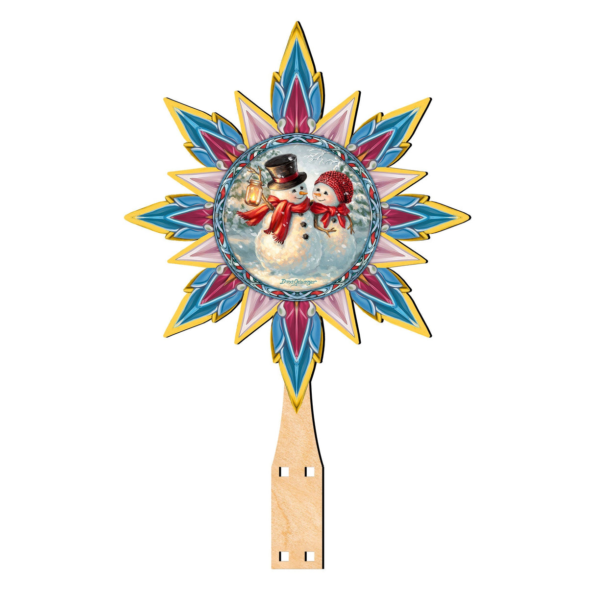 Snow Much in Love Tree Topper Wooden Decor by D. Gelsinger - Santa Snowman Christmas Decor - 89518-DG