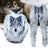 Digital Wolf Pattern Hoodie Sweater Pants Suit For Men And Women - Lootquake