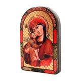 Mother of God Wooden Gold Plated Religious Chris Orthodox ian Sacred Icon - Inspirational Icon Decor - 86011