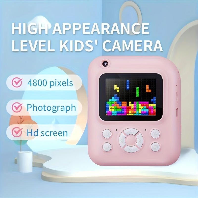 1080P FHD Screen Instant Print Digital Camera - With 3 Rolls Of Paper, 32G TF Card And Card Reader, Puzzle Games, 2.4 Inch Compact And Portable Design Outdoor Photography, Prefect Gift For Halloween Christmas And Thanksgiving