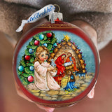 Adorno navideño grande de cristal rojo "Milagro de Navidad" de G.Debrekht - Decoración navideña - 73929R