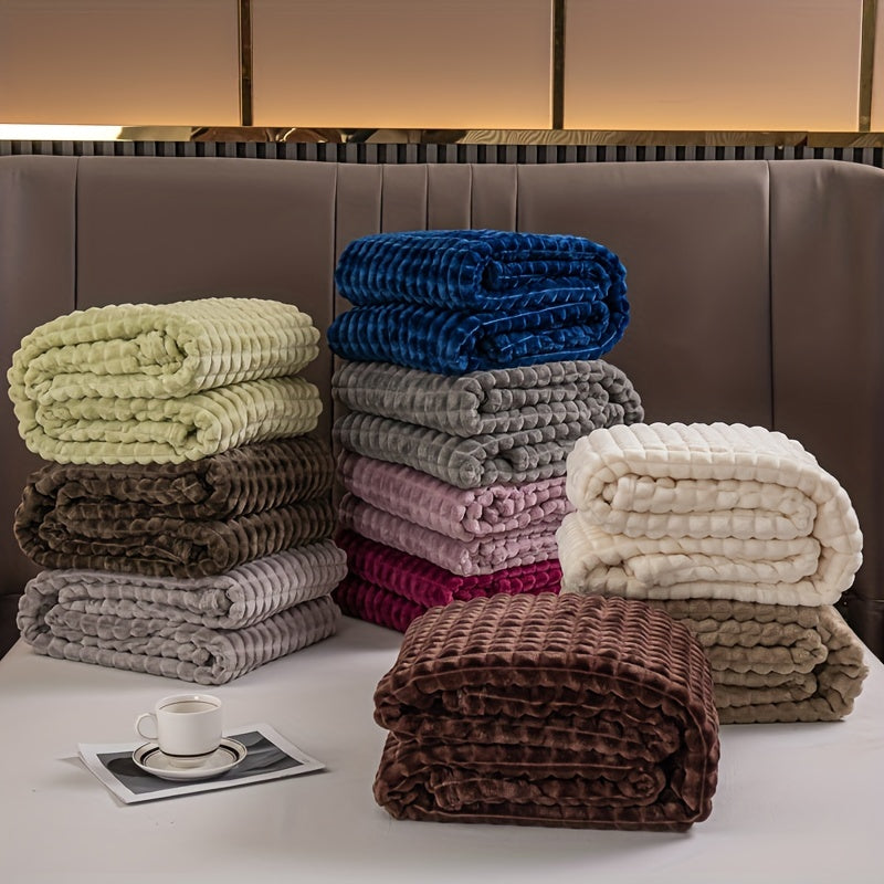 1pc Blanket Flannel/thick Blanket/grey/khaki/royal Blue/white/dark Gray/burgundy/beige/dark Brown/Silvery Gray/taro Purple/green/bedroom/guest Room/living Room/student Dormitory /car/sofa/travel Cute Multifunctional Blanket