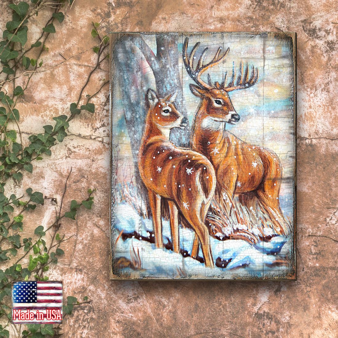 Arte mural de madera de Schmid Deer's Art de Nature Wonders - Decoración de vida silvestre - 95212B