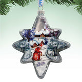 Snowman Play North Star Glass Ornament by G. DeBrekht - Christmas Santa Snowman Decor - 755-099