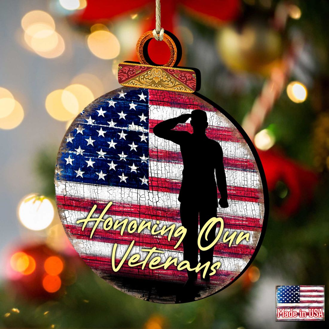 Veterans Honor Ball Wooden Ornaments - International Decor - 8187103