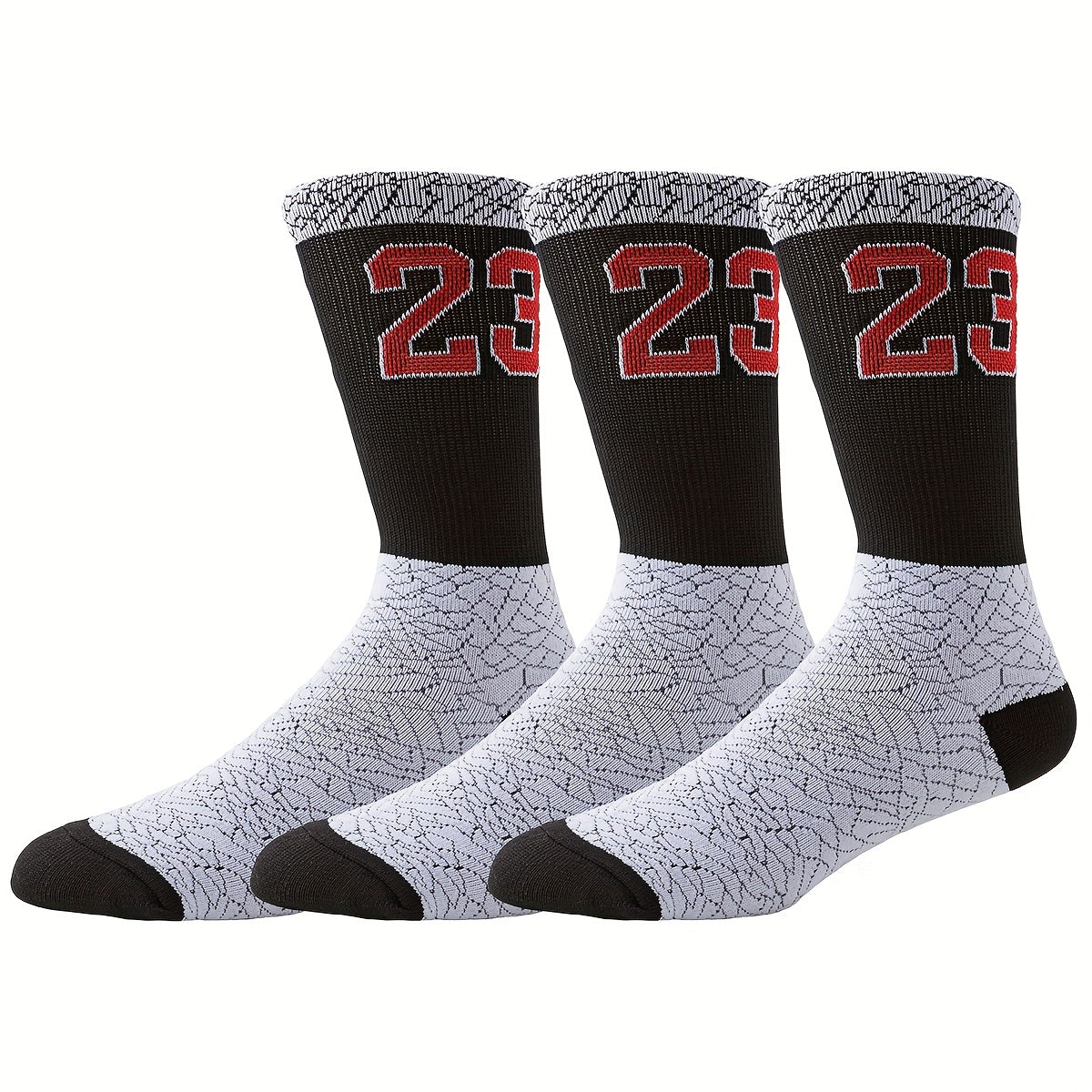 Lot de 5/3/1 paires de chaussettes de basket-ball numéro 23 pour homme, absorbant les chocs, confortables et respirantes, mi-mollet, pour l'extérieur