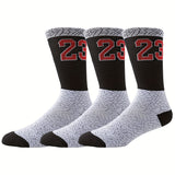 Lot de 5/3/1 paires de chaussettes de basket-ball numéro 23 pour homme, absorbant les chocs, confortables et respirantes, mi-mollet, pour l'extérieur