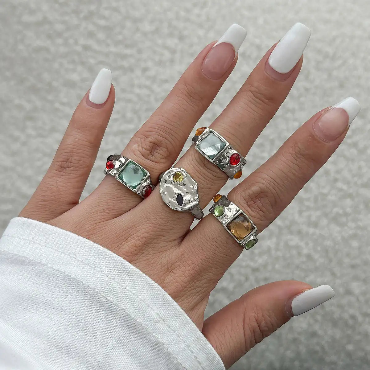 Geometric Diamond Gemstone Ring Suit Women - Lootquake