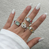 Geometric Diamond Gemstone Ring Suit Women - Lootquake