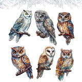 Night Owls Decorative Wooden Clip-on Ornaments of 6 by G. Debrekht - Christmas Decor - 8090004C-S6