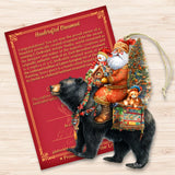 Adornos de madera de Papá Noel sobre oso negro, decoración navideña de muñeco de nieve - 8611064