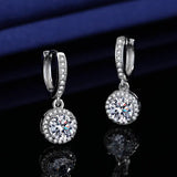 Moissanite Tassel Princess Round Bag 1 Karat Silver Earrings - Lootquake