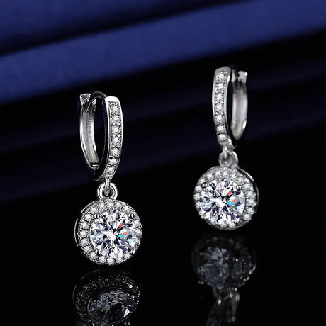 Moissanite Tassel Princess Round Bag 1 Karat Silver Earrings - Lootquake