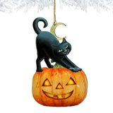 Adornos de madera de calabaza y gato espeluznantes para Halloween - Adorno para árbol de Laura Seeley - Decoración de Halloween para Acción de Gracias - 8512054-2