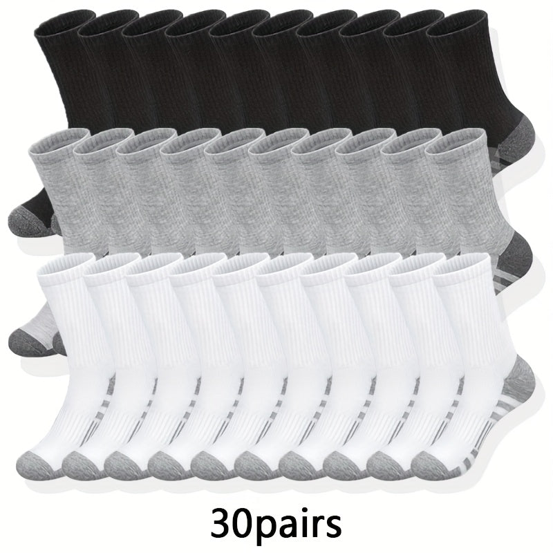 10/20/30 Pairs Of Men's Classic Crew Socks, Breathable Comfy Casual Unisex Socks For Men's Outdoor Wearing All Seasons Wearing