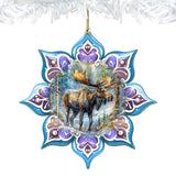 Moose Snowflake Wooden Ornaments by G. Debrekht - Nature Wildlife Decor - 8688414