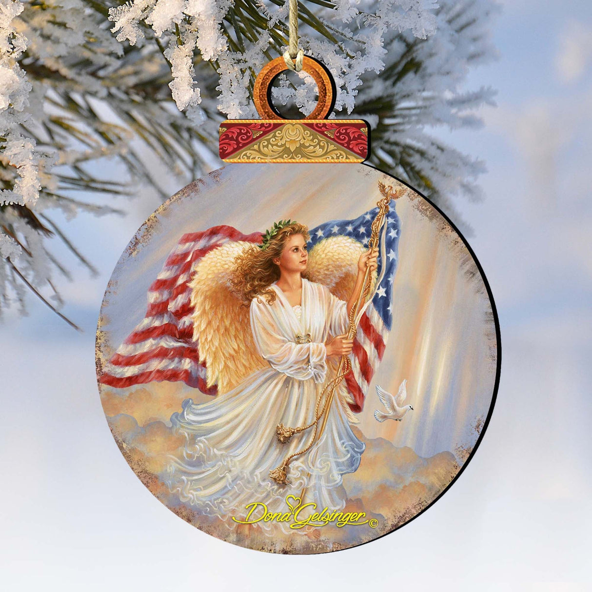Adornos de madera de ángel americano de Gelsinger - Decoración navideña para la Natividad - 8021021-0107