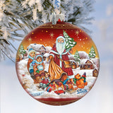 Santa Gift Giver Ball Glass Ornament Limited Edition by G. DeBrekht - Christmas Santa Snowman Decor - 73874R