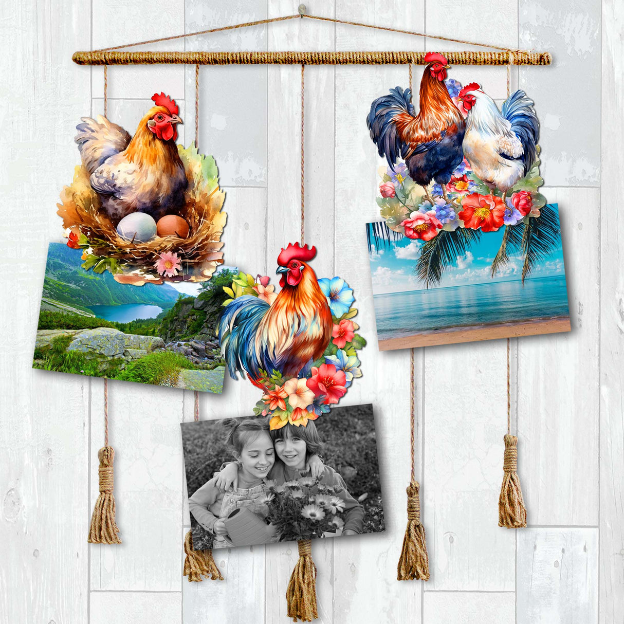 Spring on the Farm Decorative Wooden Clip-on Ornaments Set of 3 by G. Debrekht - Easter Decor - 8091056C-S3