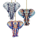 Elephants Decorative Wooden Ornaments Set of 3 by G. Debrekht - Wildlife Decor - 8091036-S3
