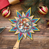 Decoración de madera para la punta del árbol de Navidad con forma de estrella y muñeco de nieve de G. Debrekht - Decoración navideña con muñeco de nieve de Papá Noel - 89511