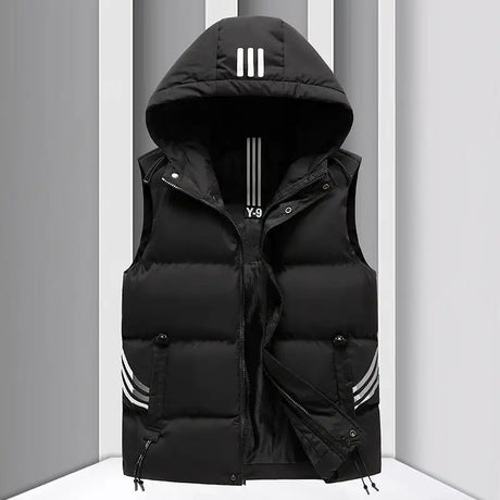 Men's Coat Hooded Thickened Warm Waistcoat Cotton Vest - Lootquake
