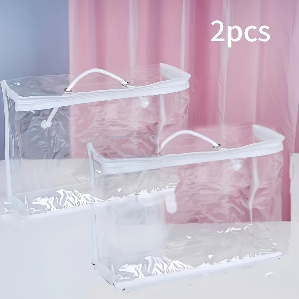 Bolsa de maquillaje de viaje de PVC transparente (1 unidad o 2 unidades), impermeable, para viajes, portátil, para guardar mantas y colchas.