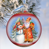 Adorno de cristal grande "Amigo de Papá Noel" de G.Debrekht - Decoración navideña de muñeco de nieve de Papá Noel - 73941