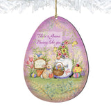 Bunny Garden Gnome Egg Wooden Ornaments by Susan Winget - Easter Spring Decor - 8471121-SW
