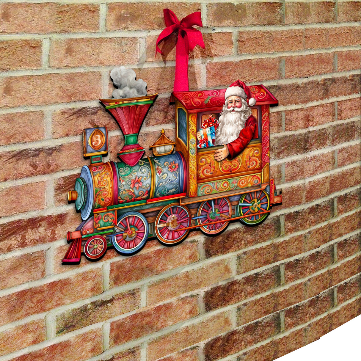 Decoración navideña para puerta con tren de Papá Noel de G. Debrekht - Decoración navideña con muñeco de nieve de Papá Noel - 8611090H