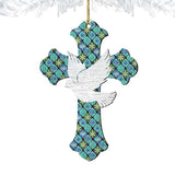 White Doves Cross Wooden Ornaments by G. DeBrekht - Nativity Holiday Decor - 8191163-2
