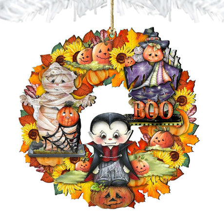 Halloween Wreath Wooden Ornaments by G. DeBrekht - Thanksgiving Halloween Decor - 8185316-4