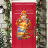 Decoración navideña para puerta con paseo en surf tropical de Papá Noel, de G. Debrekht - Decoración navideña de muñeco de nieve de Papá Noel - 8691413H