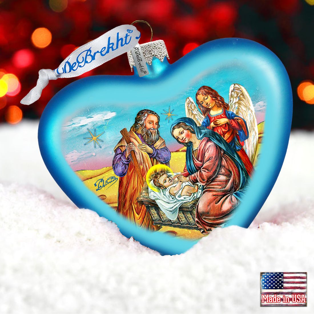 Nativity Heart Glass Ornament by G. DeBrekht - Nativity Holiday Decor - 753-081