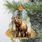Adornos de madera para árbol de Navidad con temática de oso grizzly del bosque, de G.Debrekht - Decoración navideña de vida silvestre - 870010