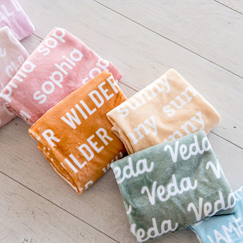 1pc Personalized Soft Flannel Blanket with Custom Name - Cozy Sofa Blanket for Son or Daughter, Unique Gift Idea with TV Blanket Function, Plush and Warm for Chilly Nights