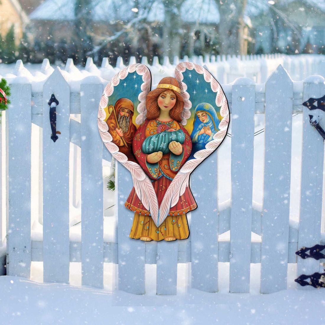 Ángel de la Sagrada Familia para puerta, decoración de G. DeBrekht - Decoración navideña - 8154107H