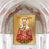 Icono sagrado ortodoxo religioso de madera de Santa Elena bañado en oro - Decoración inspiradora - 85061